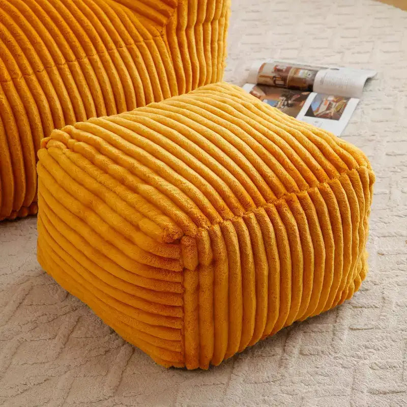Okak Modern Plush Corduroy Floor Bean Bag Sofa Chair with Armrests & Footstool,Lazy Lounge Couch for Living Room,Bedroom
