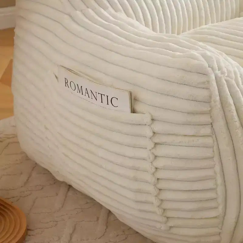 Okak Modern Plush Corduroy Floor Bean Bag Sofa Chair with Armrests & Footstool,Lazy Lounge Couch for Living Room,Bedroom
