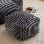 Okak Modern Plush Corduroy Floor Bean Bag Sofa Chair with Armrests & Footstool,Lazy Lounge Couch for Living Room,Bedroom