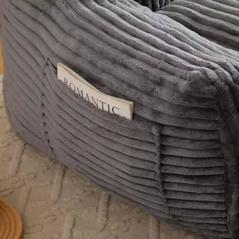 Okak Modern Plush Corduroy Floor Bean Bag Sofa Chair with Armrests & Footstool,Lazy Lounge Couch for Living Room,Bedroom