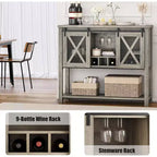 Coolmee Credenza Madia, Mobile Bar Caffè, Consolle con Ante Scorrevoli a Stalla, Tavolo d'Ingresso con Ripiano Contenitore e Portabottiglie