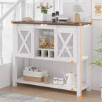 Coolmee Credenza Madia, Mobile Bar Caffè, Consolle con Ante Scorrevoli a Stalla, Tavolo d'Ingresso con Ripiano Contenitore e Portabottiglie