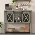 Coolmee Sideboard Buffet Cabinet, Coffee Bar Cabinet, Console Table with Sliding Barn Doors, Entryway Table with Storage Shelf and Wine Racks