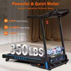 Whisen Home Folding Exercise Machine Treadmill with Cushioned Platform