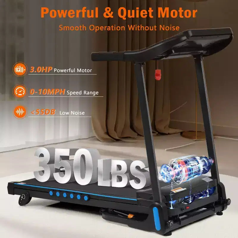 Whisen Home Folding Exercise Machine Treadmill with Cushioned Platform