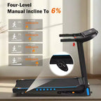 Whisen Home Folding Exercise Machine Treadmill with Cushioned Platform