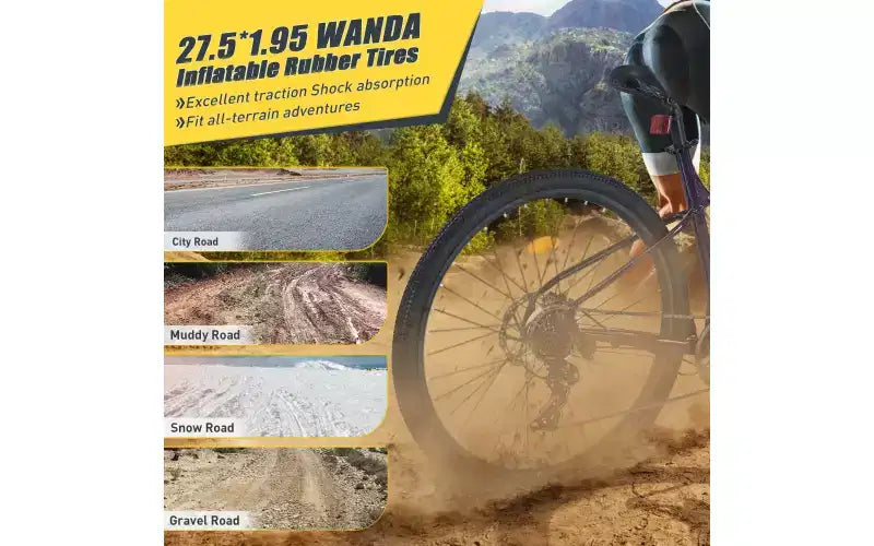 Bicicletta da montagna 27,5 pollici 8 velocità, per uomo, donna, ragazzo e ragazza, sospensione anteriore, telaio in acciaio