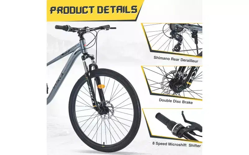 Bicicletta da montagna 27,5 pollici 8 velocità, per uomo, donna, ragazzo e ragazza, sospensione anteriore, telaio in acciaio