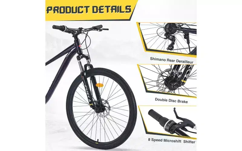 Bicicletta da montagna 27,5 pollici 8 velocità, per uomo, donna, ragazzo e ragazza, sospensione anteriore, telaio in acciaio