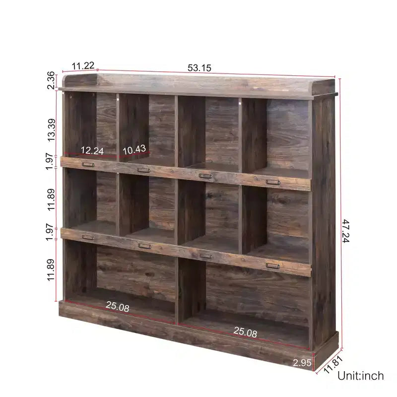 Bookshelf, 3-Tier Open Shelf Bookcase,10 Cube Storage Organizer, Freestanding Bookshelf Cube Shelf for Bedroom, Living Room, Office