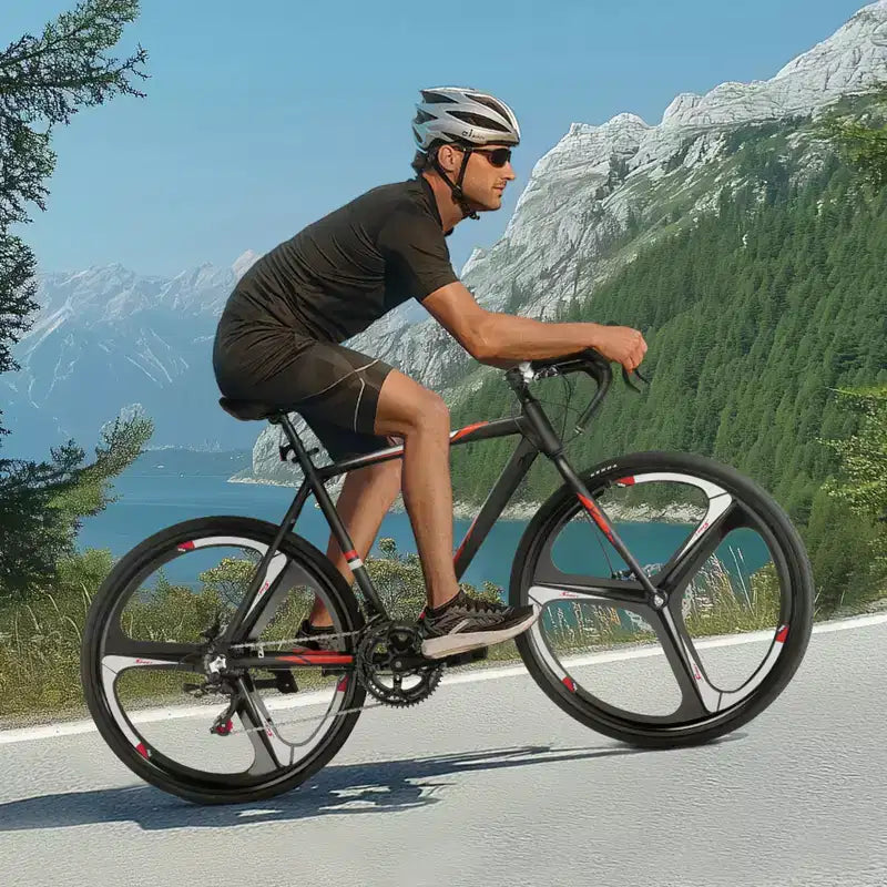 Bici da Corsa VEVOR, Ruote 700C, Bici da Corsa SHIMANO 14 Velocità, Bici da Corsa Urbana con Telaio in Lega di Alluminio, Manubrio da Corsa, Nero