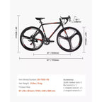 Bici da Corsa VEVOR, Ruote 700C, Bici da Corsa SHIMANO 14 Velocità, Bici da Corsa Urbana con Telaio in Lega di Alluminio, Manubrio da Corsa, Nero