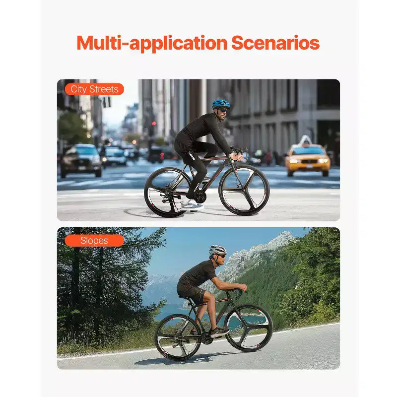 Bici da Corsa VEVOR, Bici da Corsa con Ruote 700C, Sistema di Trasmissione SHIMANO 21 Velocità, Bici da Strada per Pendolari in Città con Telaio in Acciaio al Carbonio, Nera