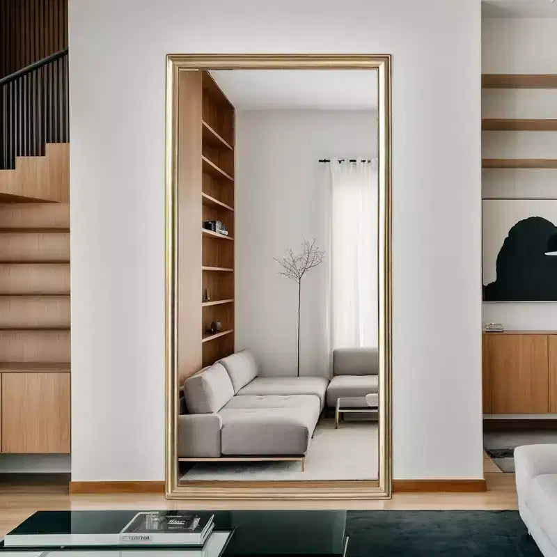 Whisen Full-Length Floor Standing or Wall-Mounted Mirror with Wood Frame, 32*70