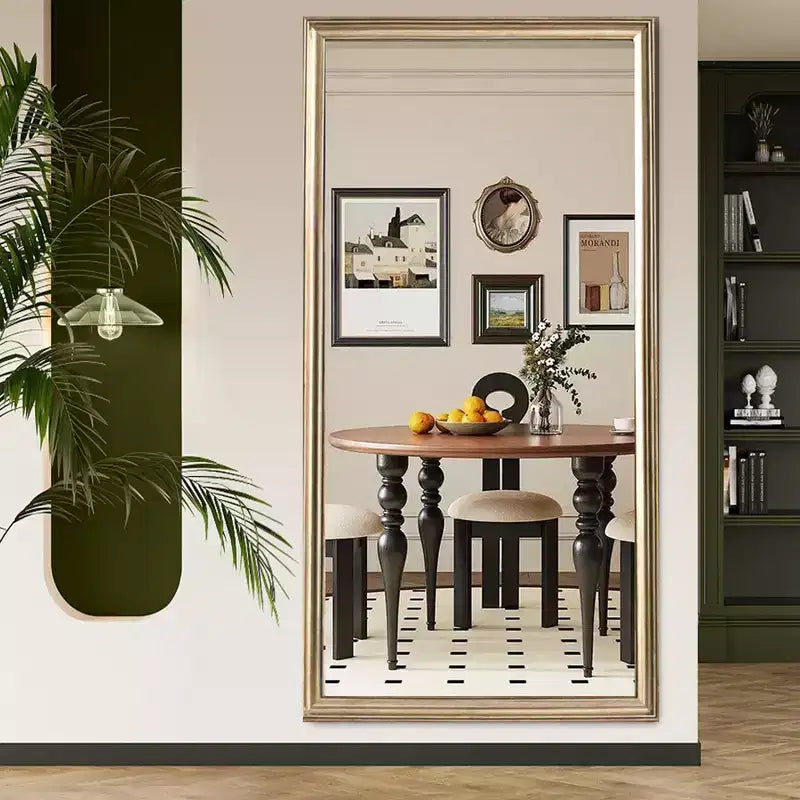 Whisen Full-Length Floor Standing or Wall-Mounted Mirror with Wood Frame, 32*70