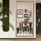 Whisen Full-Length Floor Standing or Wall-Mounted Mirror with Wood Frame, 32*70