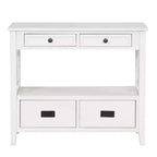 Hostack 36'' Farmhouse Wood Console Table with 4 Drawers and 1 Storage Shelf for Entryway and Living Room , Antique White