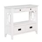 Hostack 36'' Farmhouse Wood Console Table with 4 Drawers and 1 Storage Shelf for Entryway and Living Room , Antique White