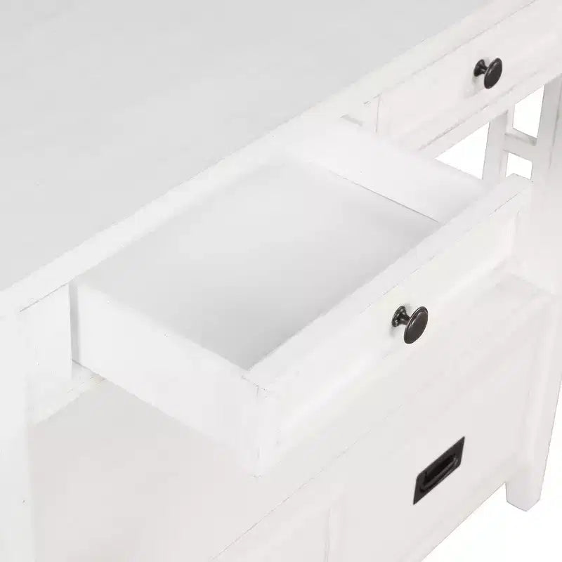 Hostack 36'' Farmhouse Wood Console Table with 4 Drawers and 1 Storage Shelf for Entryway and Living Room , Antique White