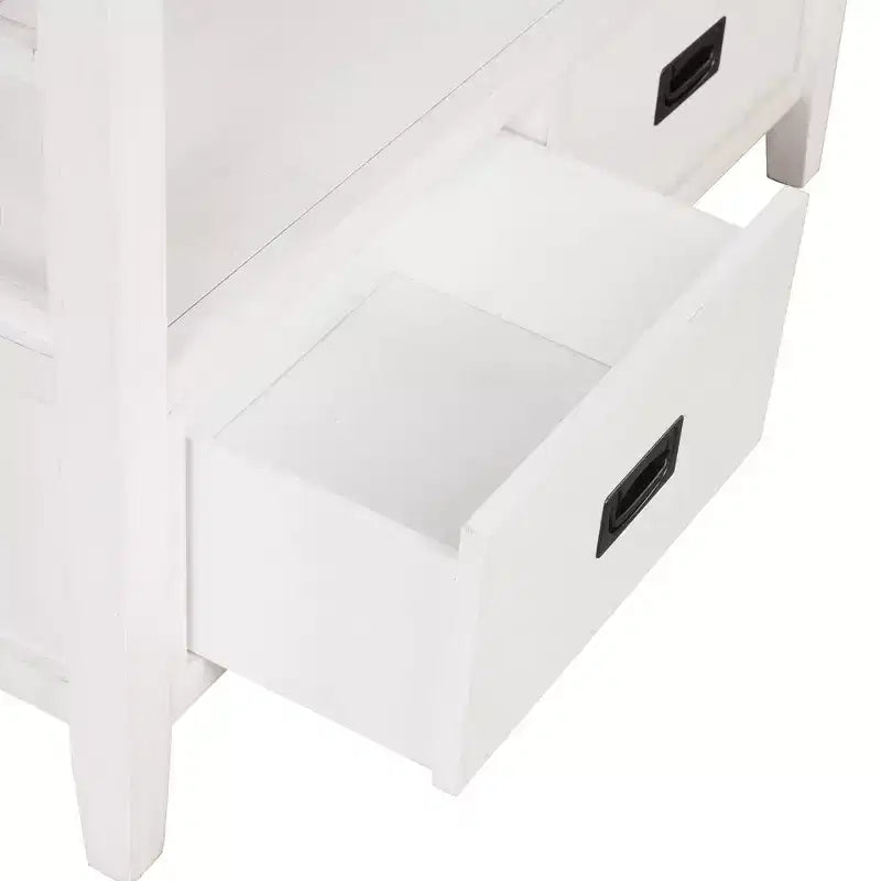Hostack 36'' Farmhouse Wood Console Table with 4 Drawers and 1 Storage Shelf for Entryway and Living Room , Antique White