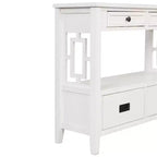Hostack 36'' Farmhouse Wood Console Table with 4 Drawers and 1 Storage Shelf for Entryway and Living Room , Antique White