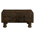 Hostack 40'' Wood Coffee Table with 4 Drawers and Rivet Decoration Legs for Living Room, Easy Assembly, Espresso