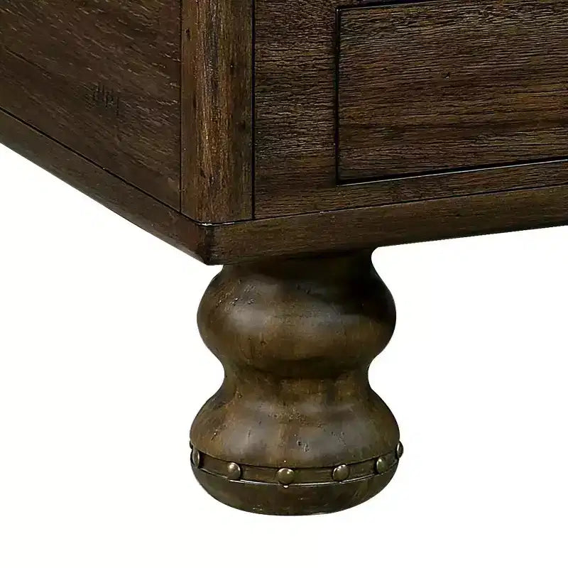 Hostack 40'' Wood Coffee Table with 4 Drawers and Rivet Decoration Legs for Living Room, Easy Assembly, Espresso
