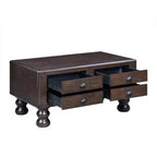 Hostack 40'' Wood Coffee Table with 4 Drawers and Rivet Decoration Legs for Living Room, Easy Assembly, Espresso