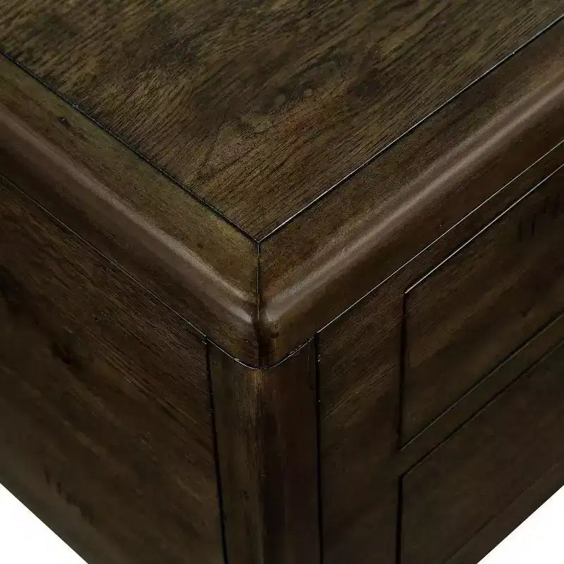 Hostack 40'' Wood Coffee Table with 4 Drawers and Rivet Decoration Legs for Living Room, Easy Assembly, Espresso