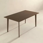 Set da pranzo 5 pezzi in legno massello stile Mid-Century, finitura Noce Marrone, tavolo con bordo smussato e 4 sedie, 4 posti a sedere