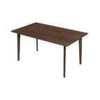 Set da pranzo 5 pezzi in legno massello stile Mid-Century, finitura Noce Marrone, tavolo con bordo smussato e 4 sedie, 4 posti a sedere