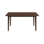 Set da pranzo 5 pezzi in legno massello stile Mid-Century, finitura Noce Marrone, tavolo con bordo smussato e 4 sedie, 4 posti a sedere