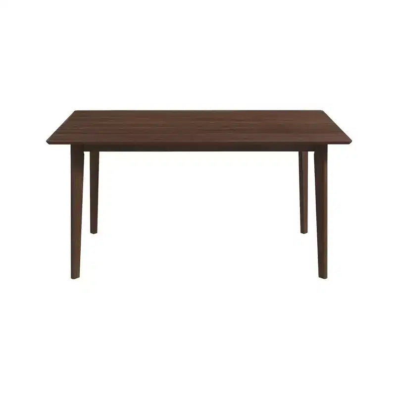 Set da pranzo 5 pezzi in legno massello stile Mid-Century, finitura Noce Marrone, tavolo con bordo smussato e 4 sedie, 4 posti a sedere