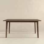 Set da pranzo 5 pezzi in legno massello stile Mid-Century, finitura Noce Marrone, tavolo con bordo smussato e 4 sedie, 4 posti a sedere