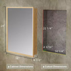 Oak Wood Framed Bathroom Wall Cabinet with Mirror and Adjustable Shelves, Wall Mounted Storage Cabinet with Mirror for Bathroom