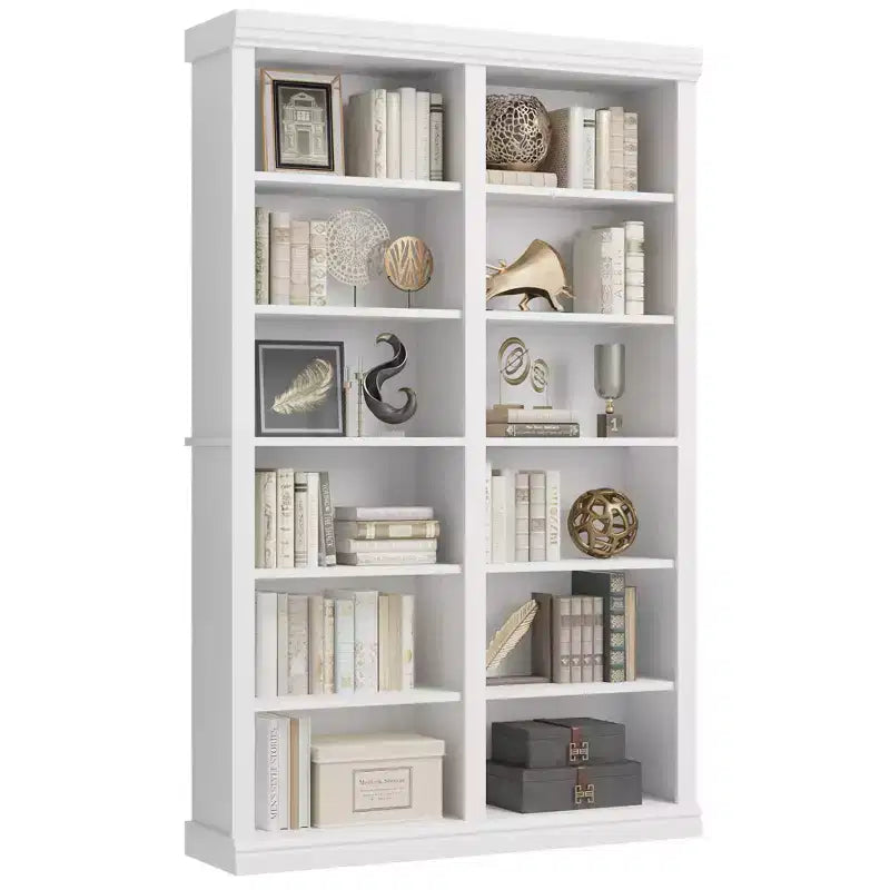 Scaffale alto 74,5" con doppio ripiano, libreria extra large, libreria a 6 ripiani doppia larghezza con 12 scomparti, librerie ampie indipendenti