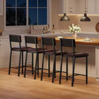 Acekool Bar Stools Set of 4, Counter Height Stools with Back, Upholstered PU Leather & Thick Metal Legs, Kitchen Island Chairs