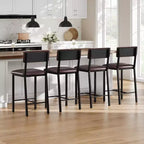 Acekool Bar Stools Set of 4, Counter Height Stools with Back, Upholstered PU Leather & Thick Metal Legs, Kitchen Island Chairs