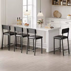 Acekool Bar Stools Set of 4, Counter Height Stools with Back, Upholstered PU Leather & Thick Metal Legs, Kitchen Island Chairs