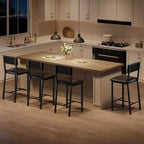Acekool Bar Stools Set of 4, Counter Height Stools with Back, Upholstered PU Leather & Thick Metal Legs, Kitchen Island Chairs