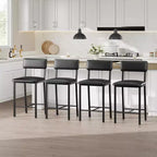 Acekool Bar Stools Set of 4, Counter Height Stools with Back, Upholstered PU Leather & Thick Metal Legs, Kitchen Island Chairs