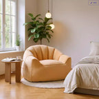 Homy Casa Plush Lounge Accent Chair with Fully Upholstered Base, Soft Fuzzy Fabric, Champagne Beige