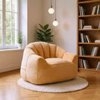 Homy Casa Plush Lounge Accent Chair with Fully Upholstered Base, Soft Fuzzy Fabric, Champagne Beige