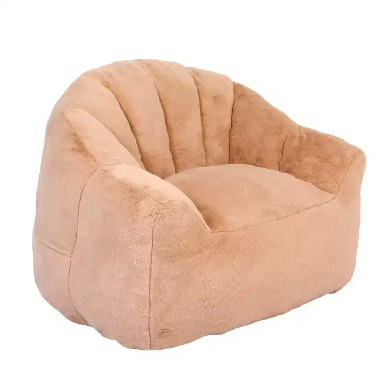 Homy Casa Plush Lounge Accent Chair with Fully Upholstered Base, Soft Fuzzy Fabric, Champagne Beige