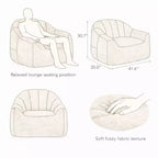Homy Casa Plush Lounge Accent Chair with Fully Upholstered Base, Soft Fuzzy Fabric, Champagne Beige