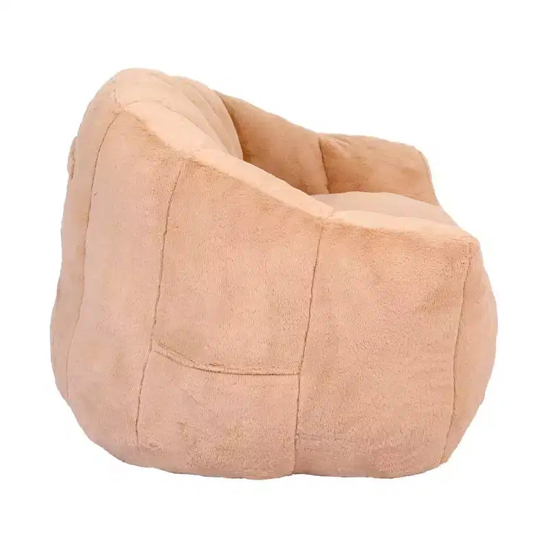 Homy Casa Plush Lounge Accent Chair with Fully Upholstered Base, Soft Fuzzy Fabric, Champagne Beige