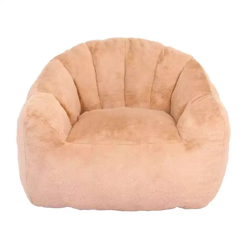 Homy Casa Plush Lounge Accent Chair with Fully Upholstered Base, Soft Fuzzy Fabric, Champagne Beige