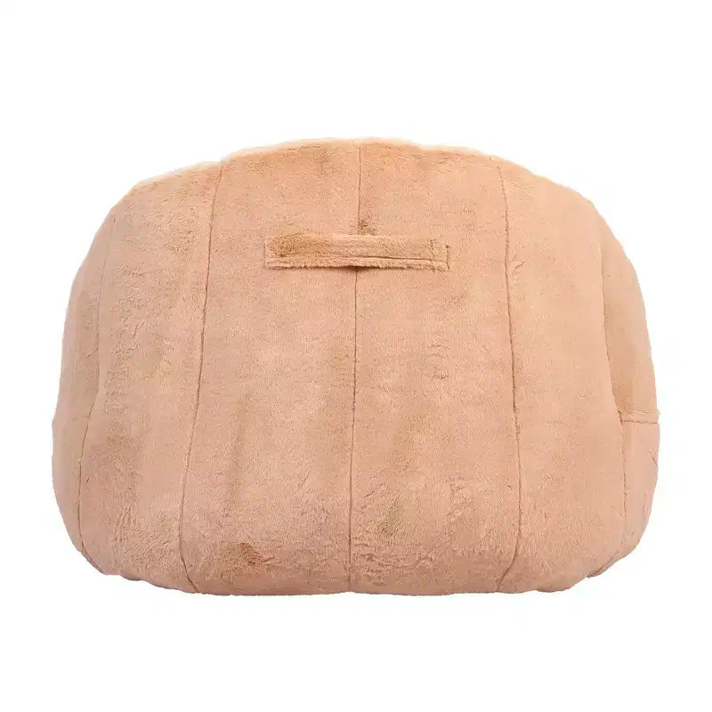 Homy Casa Plush Lounge Accent Chair with Fully Upholstered Base, Soft Fuzzy Fabric, Champagne Beige