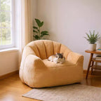 Homy Casa Plush Lounge Accent Chair with Fully Upholstered Base, Soft Fuzzy Fabric, Champagne Beige