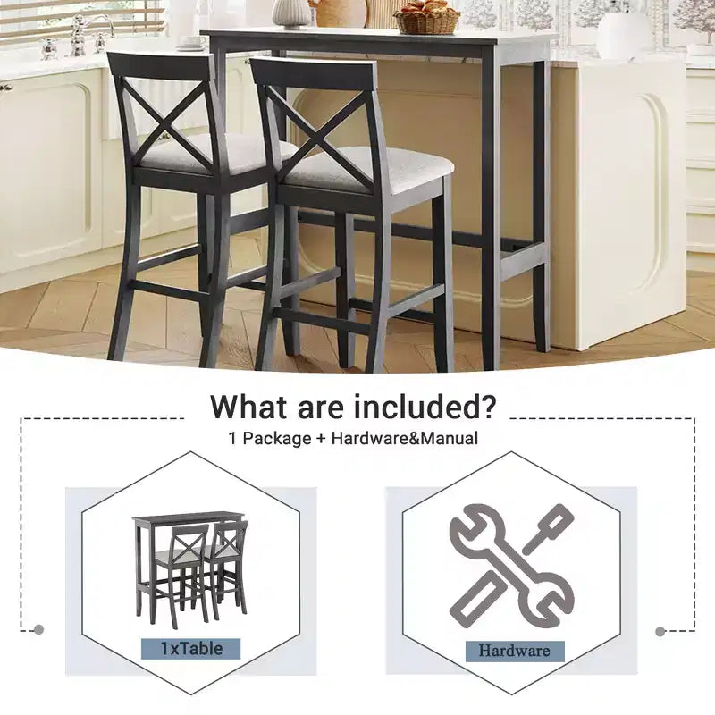 Set da pranzo 48 in legno Whisen Farmhouse con 2 sedie